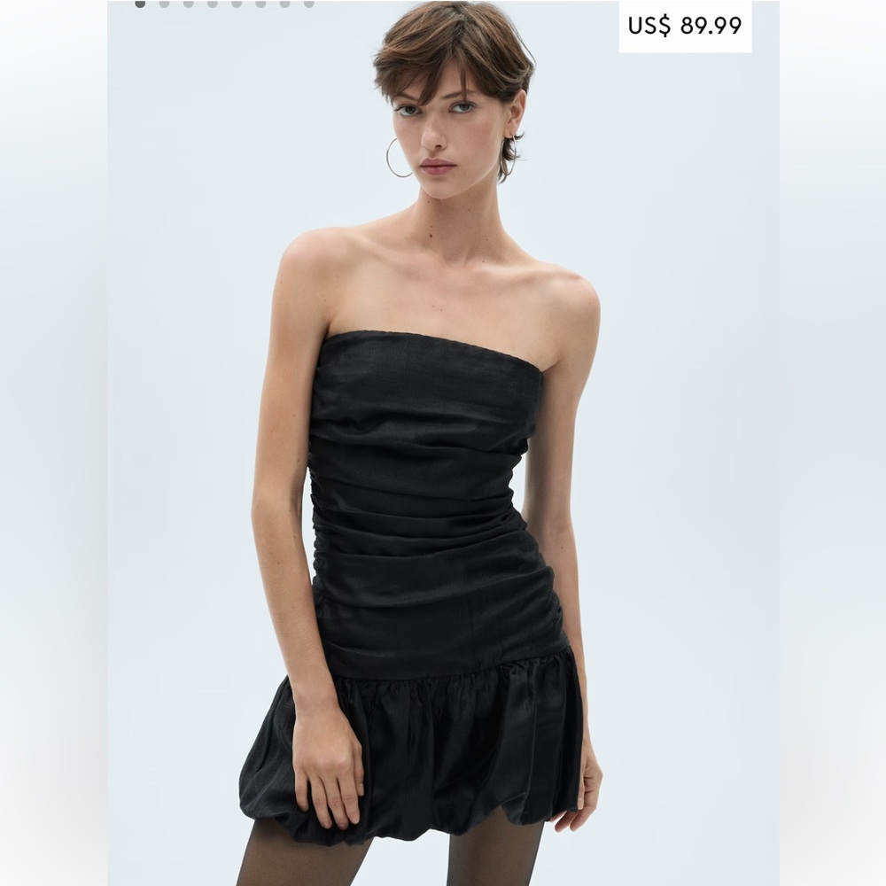 Mango Draped Strapless Dress